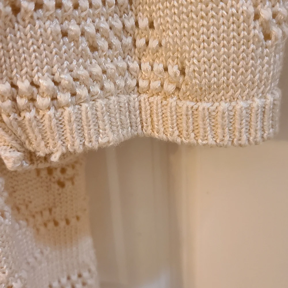 JM Collection Cream Open Front Cardigan - Picture 3 of 6